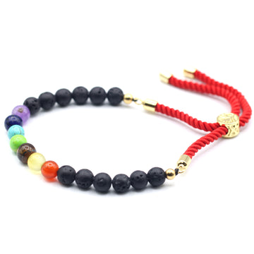 18K Gold Plated Gemstone Royal String Bracelet - Lava Stone Chakra - Hira Online